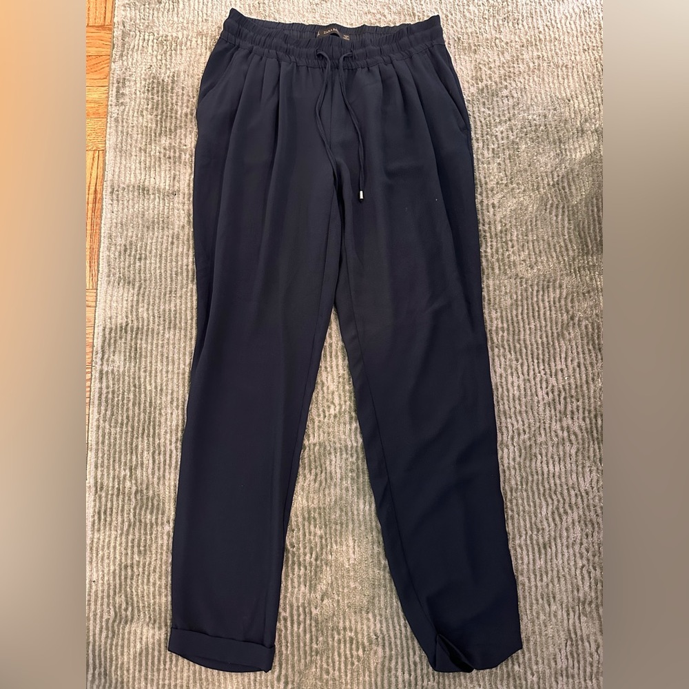 Navy Zara drawstring trousers - size S